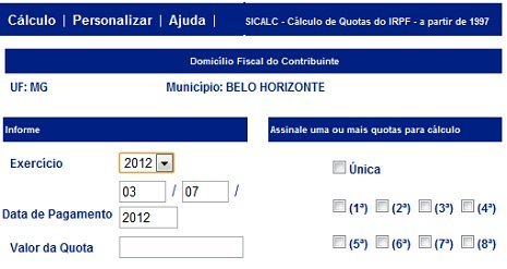 Gerar DARF On Line pelo Sicalc
