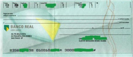 Cheque do Banco Real