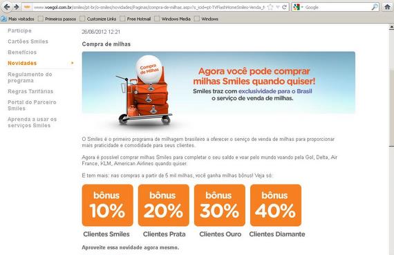 Compra de milhas Smiles