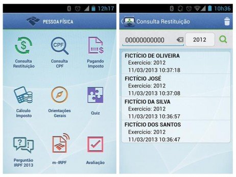 Acesso móvel a informações da Receita