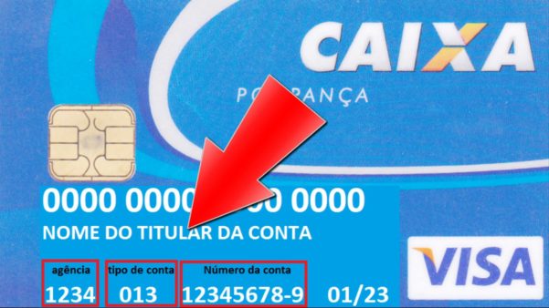 Onde fica o número da conta e da agência no cartão da CAIXA?